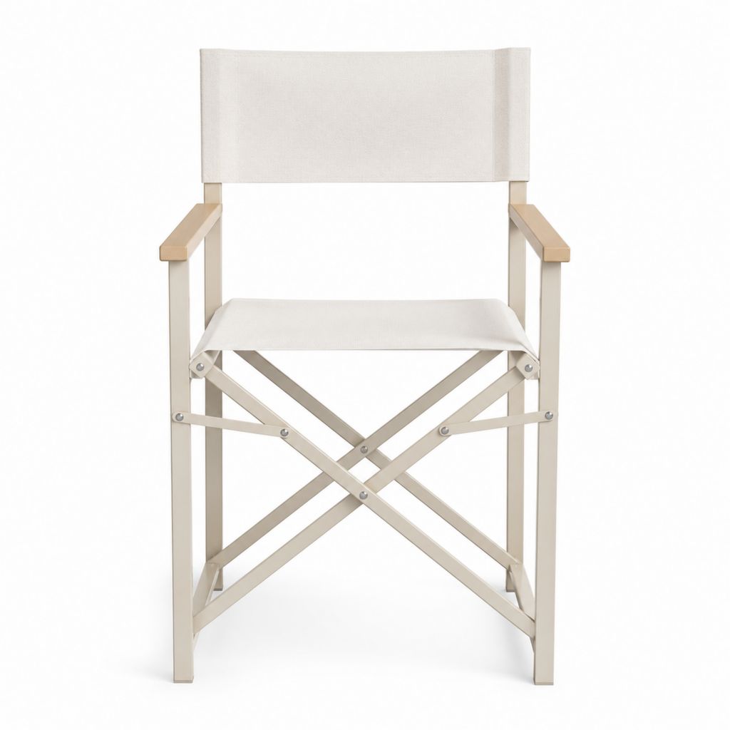 Chaise de jardin pliante metteur en scène beige en aluminium et polyester 54 x 48 x 88 cm