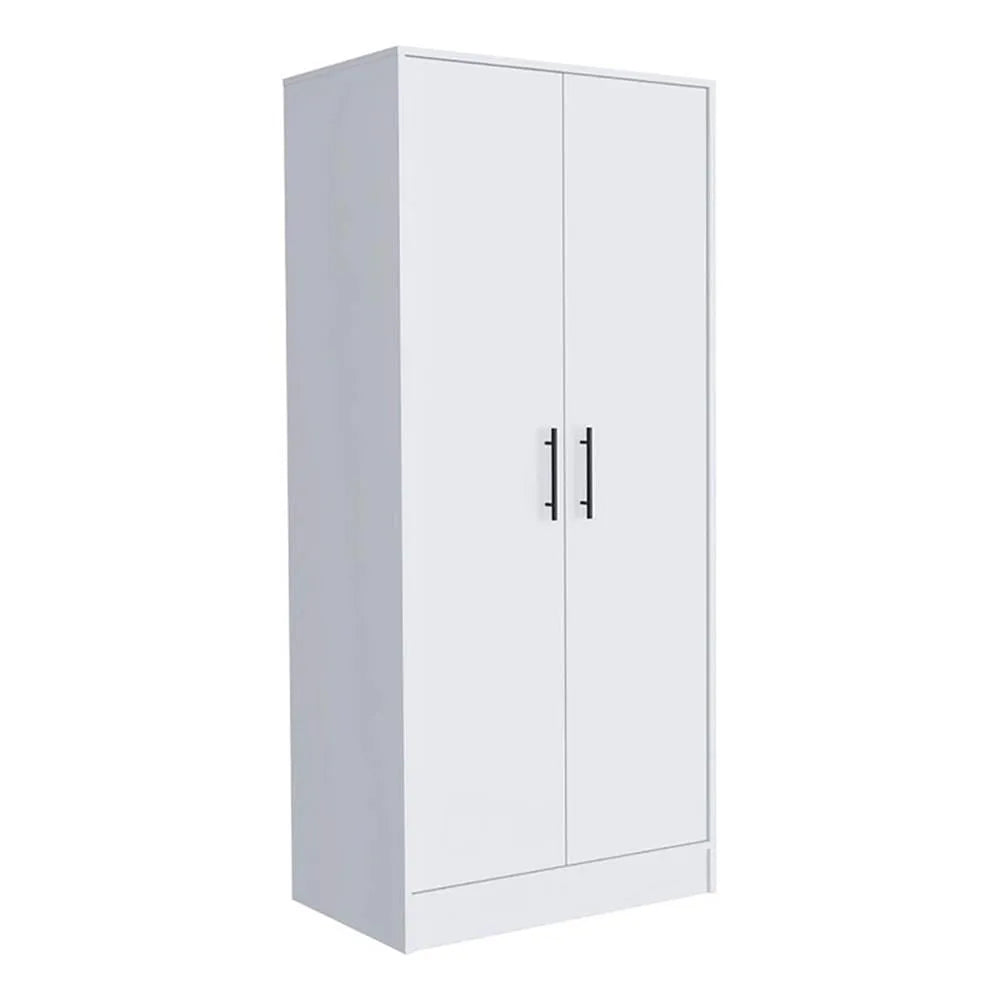 Armoire, Moderne en Bois à 2 Portes avec 1 Tiroir Caché, Blanc