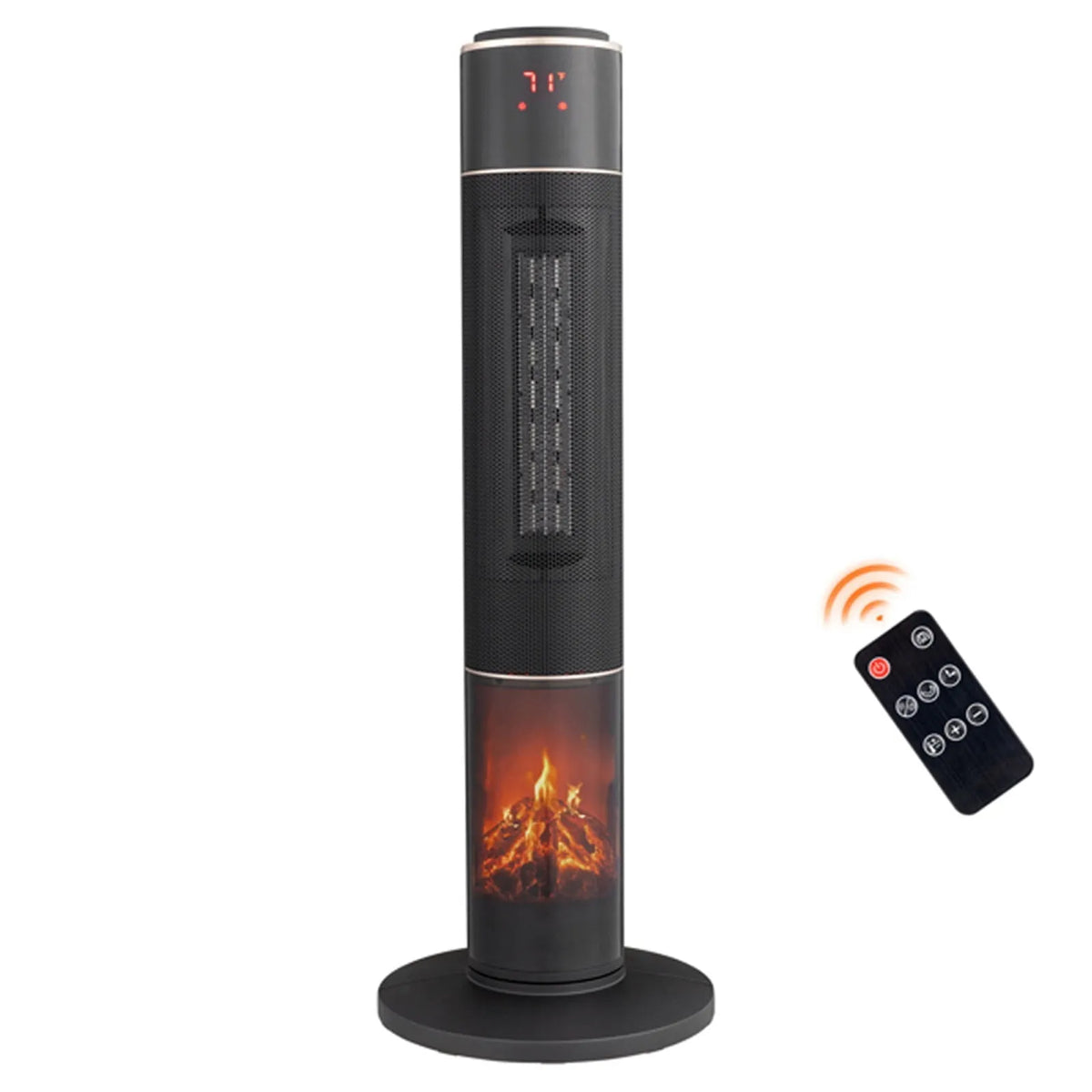 Chauffage d'appoint, Oscillation à 60°, Flamme 3D, Chauffage Électrique Portable, Thermostat, Minuterie, Contrôle de la Température, Télétélécommande