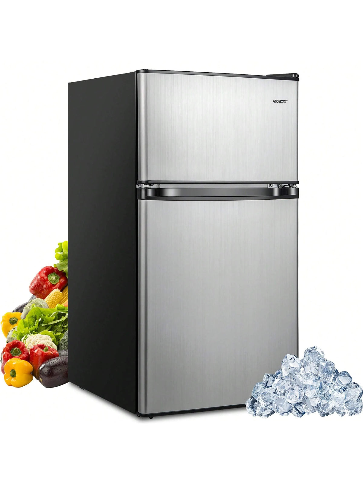 Mini réfrigérateur, 3,2 Pi3 avec Congélateur, Frigo Compact avec 2 Portes Réversibles