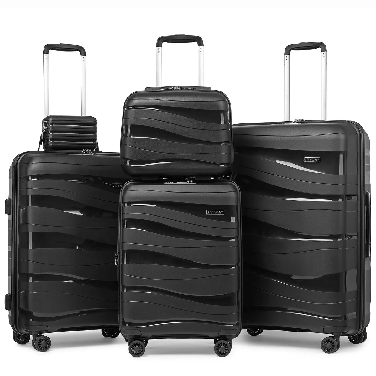 Ensemble de Bagages 5 Pcs, Bagage Cabine Extensible 20 pouces 24 pouces 28 pouces, Cadenas TSA, Valise Rigide à Roulettes Pivotantes en PP