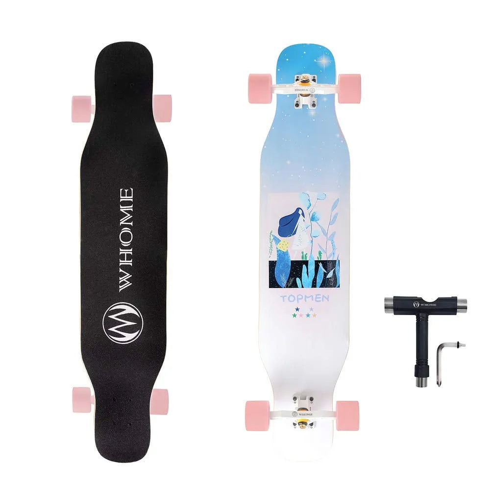 Planches de 42 pouces de Long pour Adultes/adolescentes Filles/enfants Débutant/pro Freestyle Danse Longboards Planche à Roulettes, Longboard