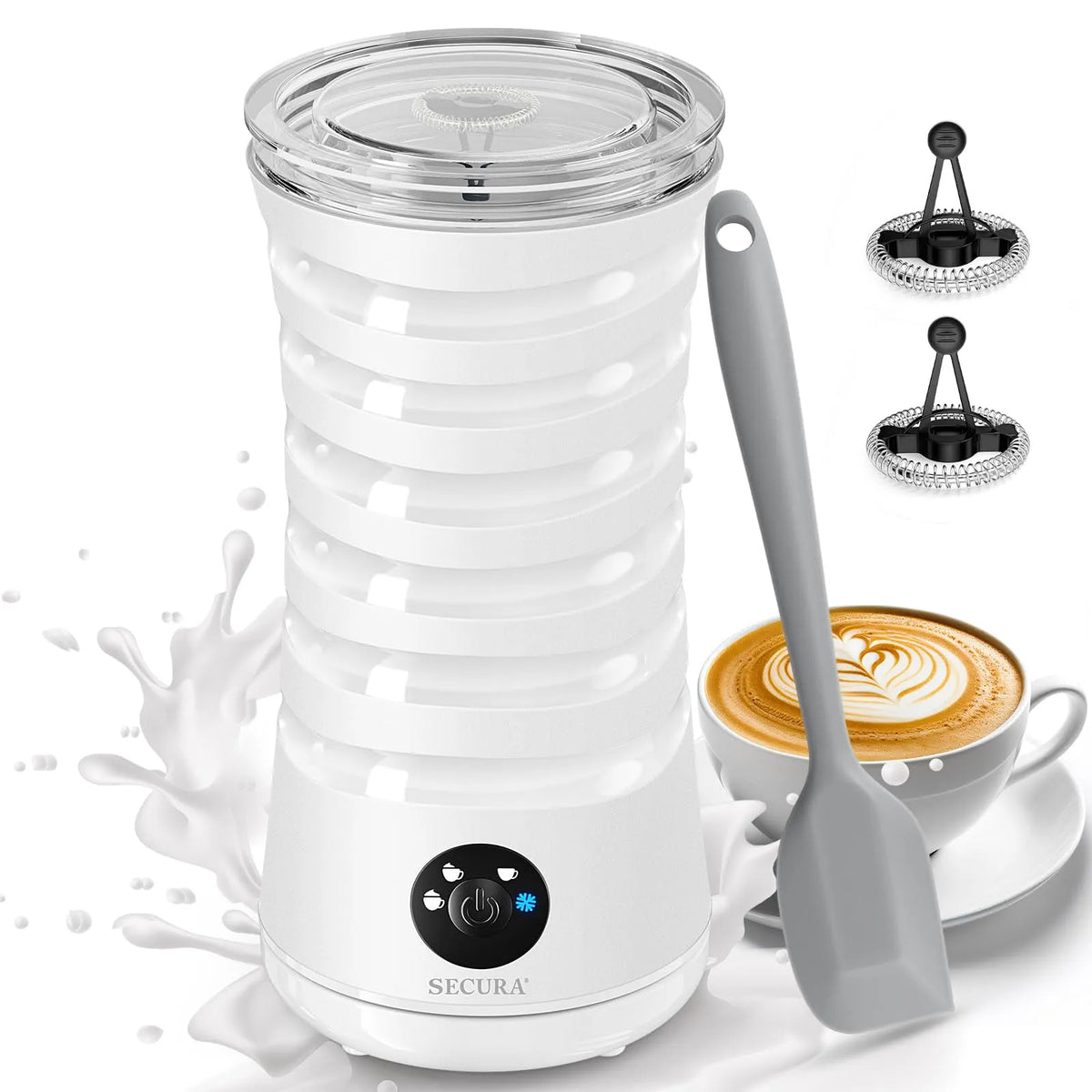 Cuiseur à Lait Automatique, Mousseur 4-en-1 pour Lait chaud et Froid, Chauffe-Lait 8,4 Oz/240 ml pour Latte, Mousseur à Lait Électrique