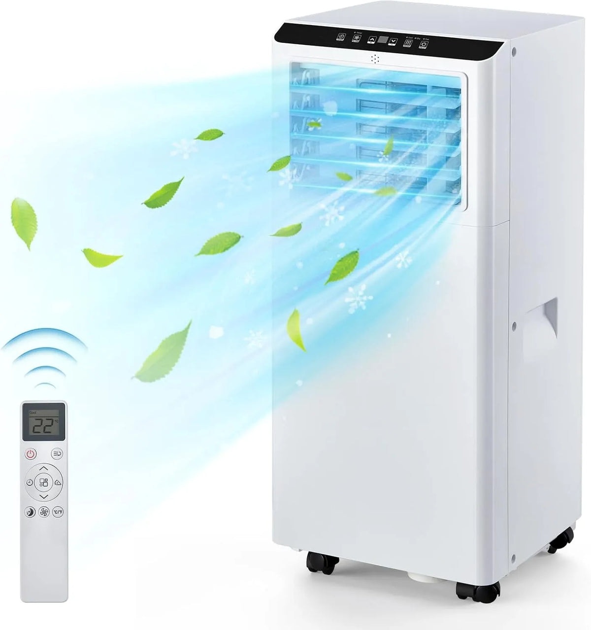 Climatiseur portable, Portatif 8000 BTU, 3 en 1, Unité de pour Pièce jusqu'à 350 Pi2, 8000 BTU, Refroidisseur d'Air 3 en 1 avec Ventilateur, Blanc