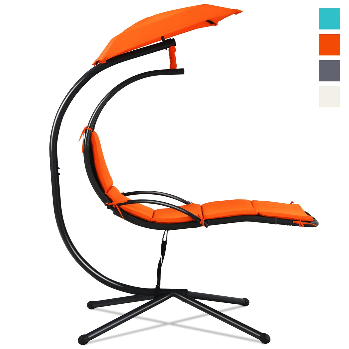 Chaise longue, bain de soleil, Hamac Suspendue de Patio avec Auvent Coussin Orange