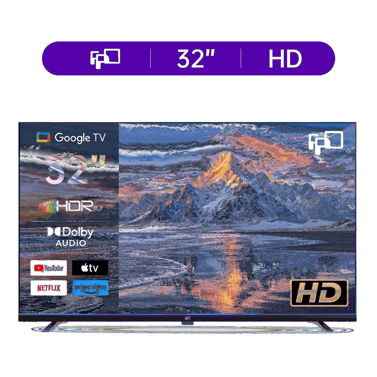 Téléviseur intelligent, Bluetooth, 32 Pouces, Téléviseur à Écran Plat LED HD 720p avec, HDR10, Dolby Audio, Google Cast