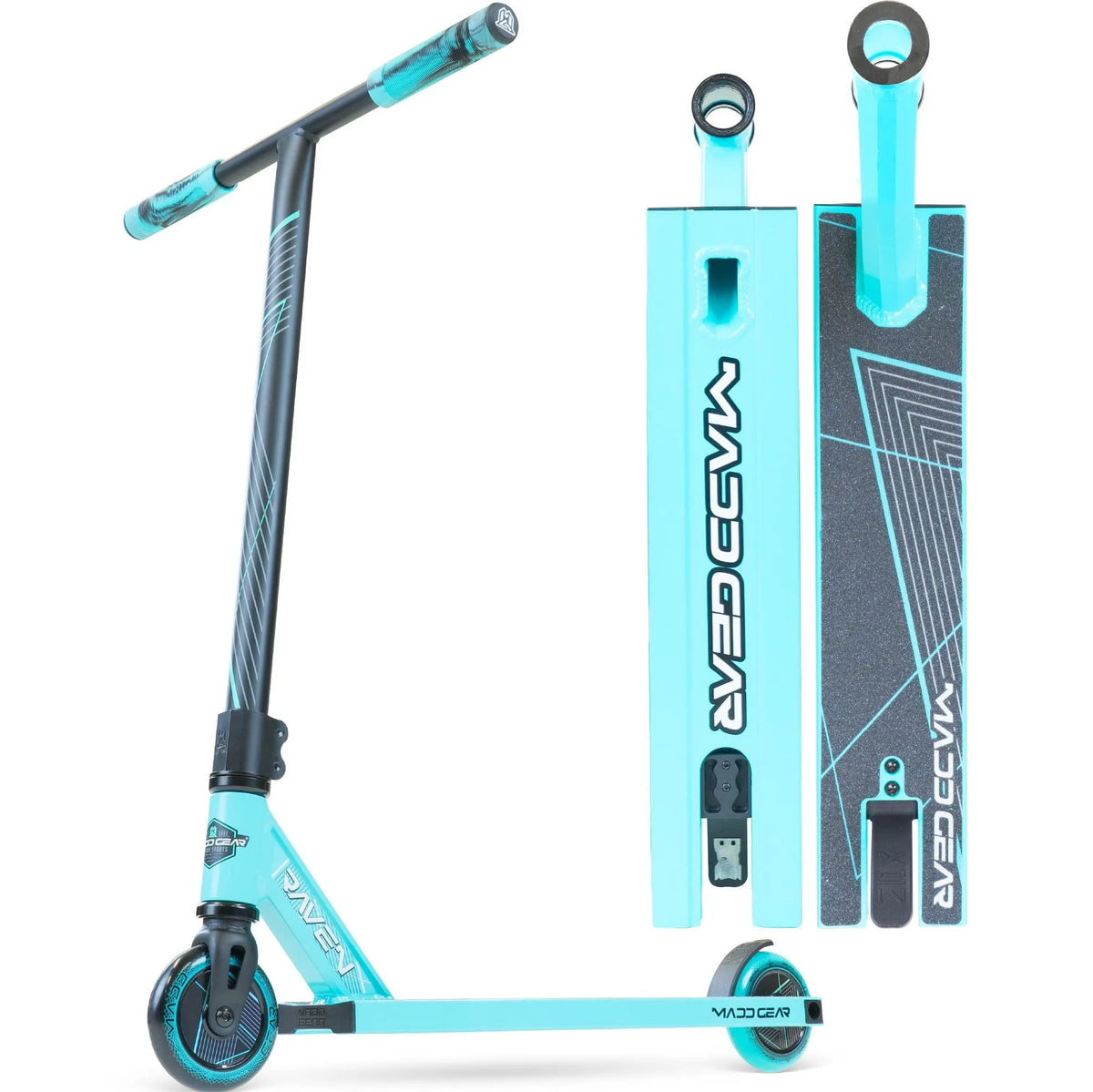 Cadre Léger et Durable, Trottinette Acrobatique Pro pour Enfants de 5 à 8 Ans, MG1 Sarcelle, Noir