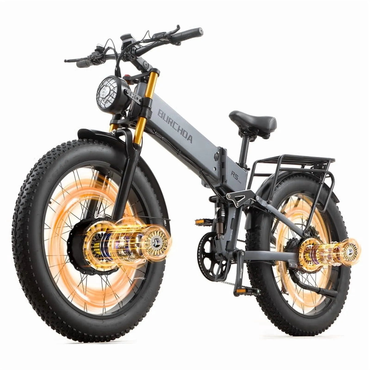 Vélo électrique, Pliant pour Adultes 5000W à Double Moteur AWD 40MPH 210Nm Couple 52V 30Ah 90 Miles Pneu Grand 26 Pouces Tout-Terrain Vélo de Montagne