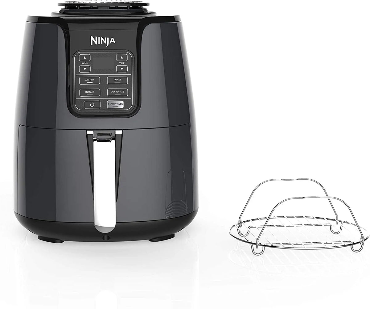 Friteuse à air Ninja AF101, Panier de 4 Pintes Revêtu de Céramique Noir/gris, chaud 1550 Watts Base Programmable pour Friture à Air, Rôtissage