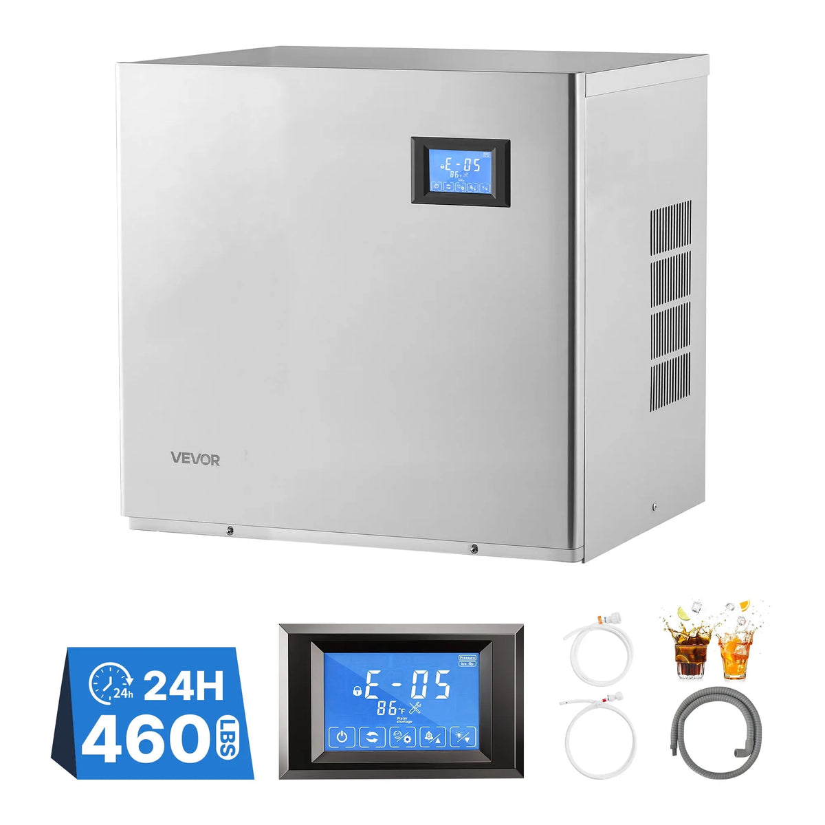 Glace Prête en 15 Min, VEVOR Machine Commerciale à Glaçons 156 Lb/24 H Tête en acier inoxydable Seulement, Plateau à Glaçons 156 Pcs, Autonettoyage
