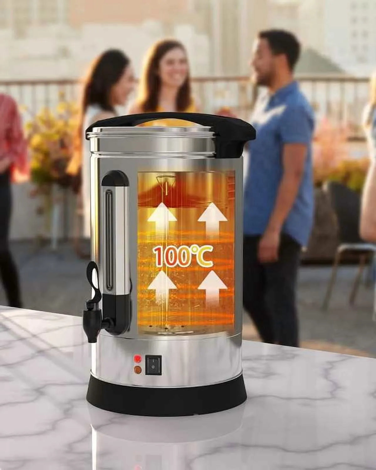Machine à café, 18 L, Grande Capacité en acier inoxydable de Qualité Alimentaire pour L'Église, Urne à Café Commerciale à Infusion Rapide 120 Tasses