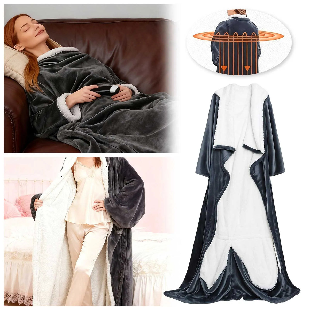 Manches Capuche Snugama Couverture Heathug, 10 Réglages de Chaleur 1 10 Heures, Oliegs Couverture Chauffante Boxbollen Couverture Chauffante Portable