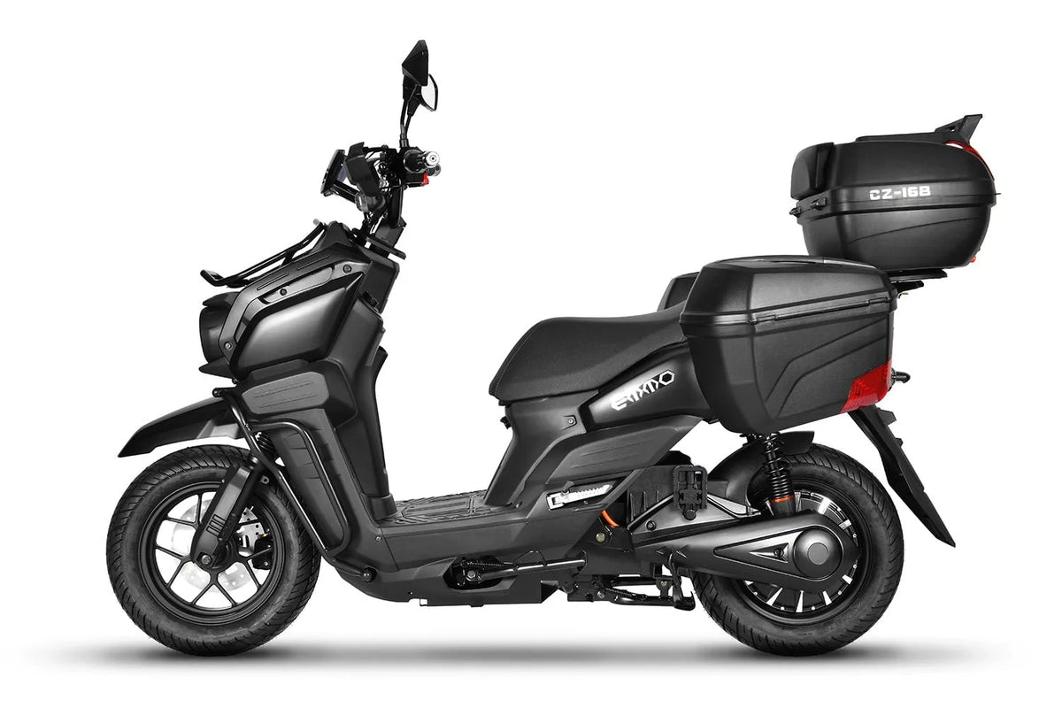 Vélo électrique EMMO, Scooter Électrique - Autonomie de 110 km - Immense Rangement - Moteur QS - Noir