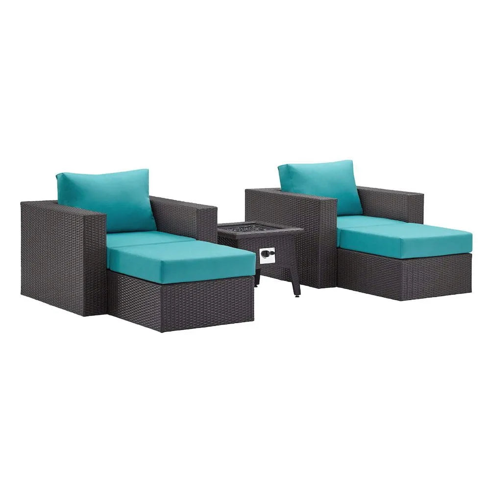 Foyer en Espresso Turquoise Modway, Convene Ensemble de 5 Pcs de Meubles de Patio extérieur