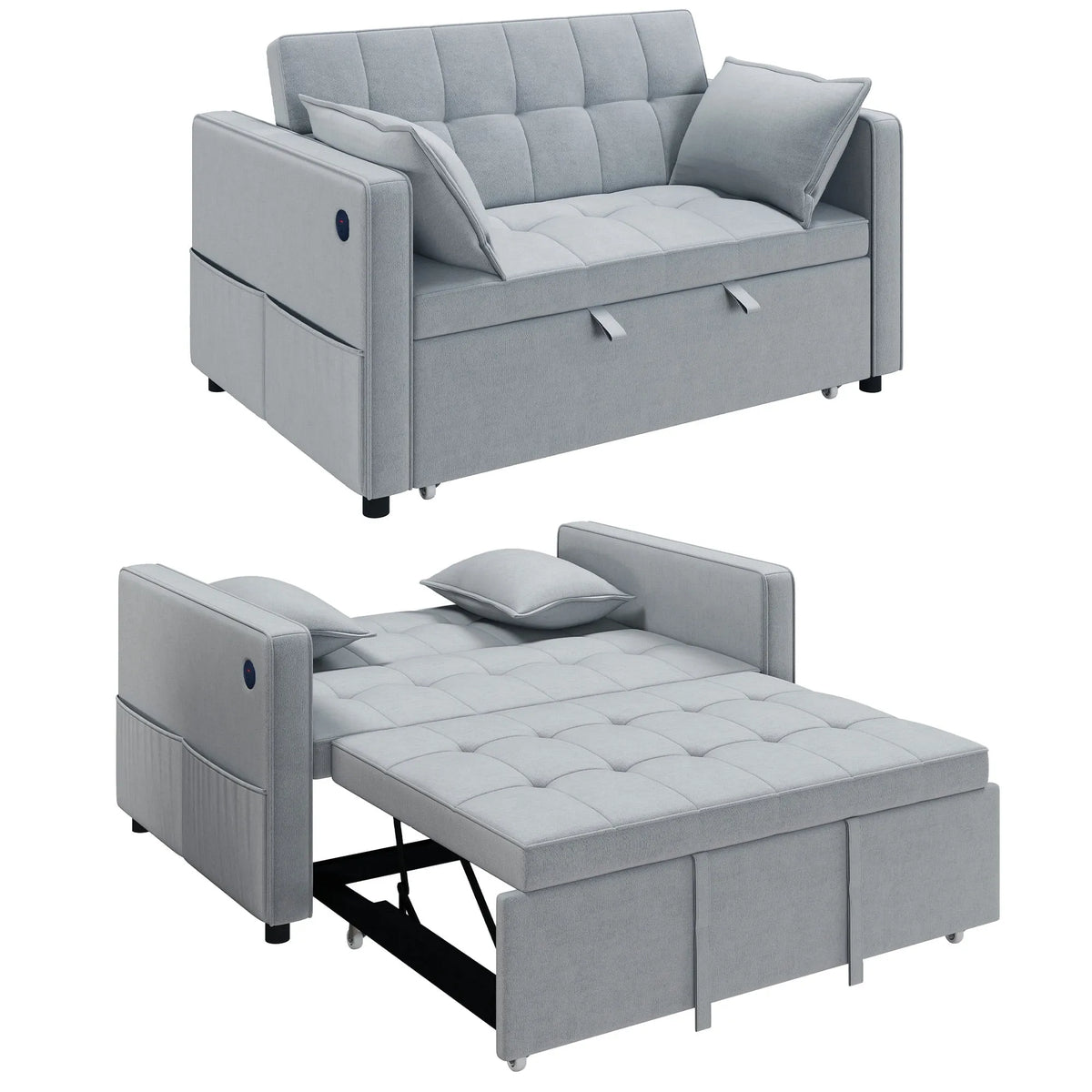 Canapé-lit, Sofa-Lit Escamotable avec Chargement USB, Dossier Réglable