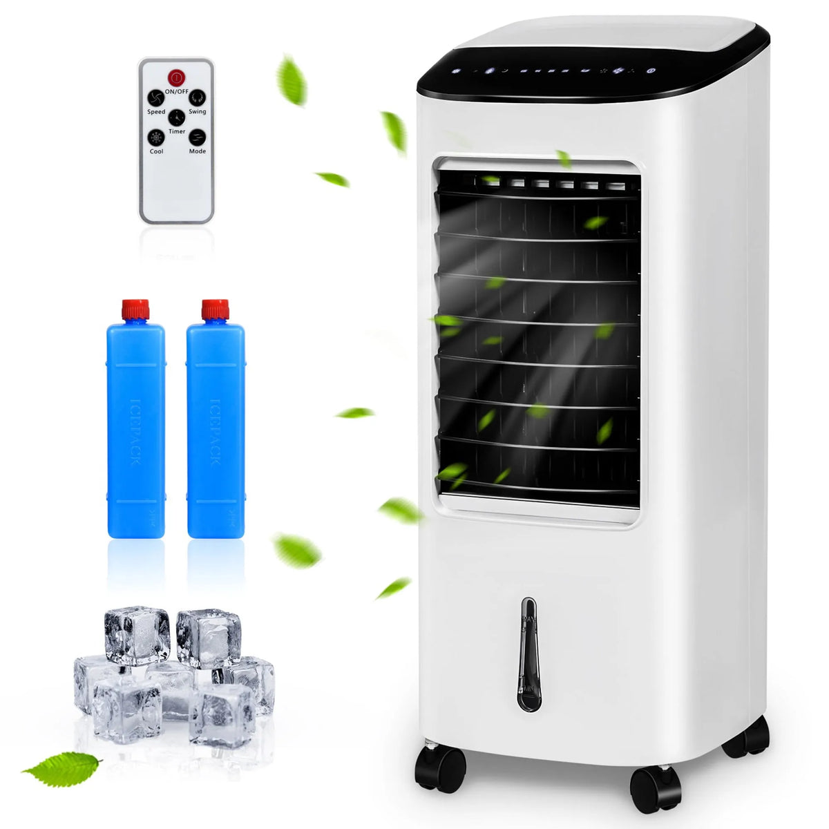 Rafraîchisseur d'air, Évaporatif 3-en-1 avec Télécommande Minuterie 7,5 H Maison Bureau