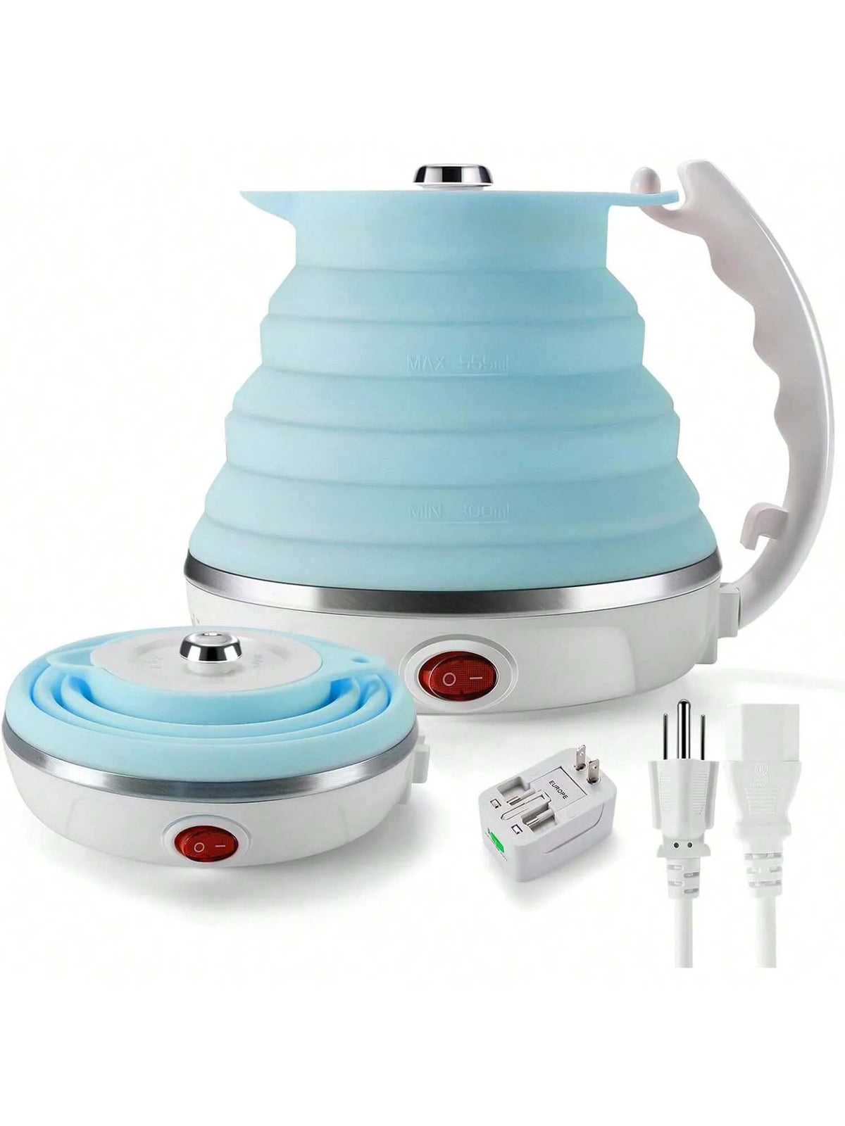 Bouilloire électrique, Double Tension et Cordon d'Alimentation Séparable, Électrique Pliable de Voyage, YONGSTYLE Bouilloire à Thé Portable Pliable