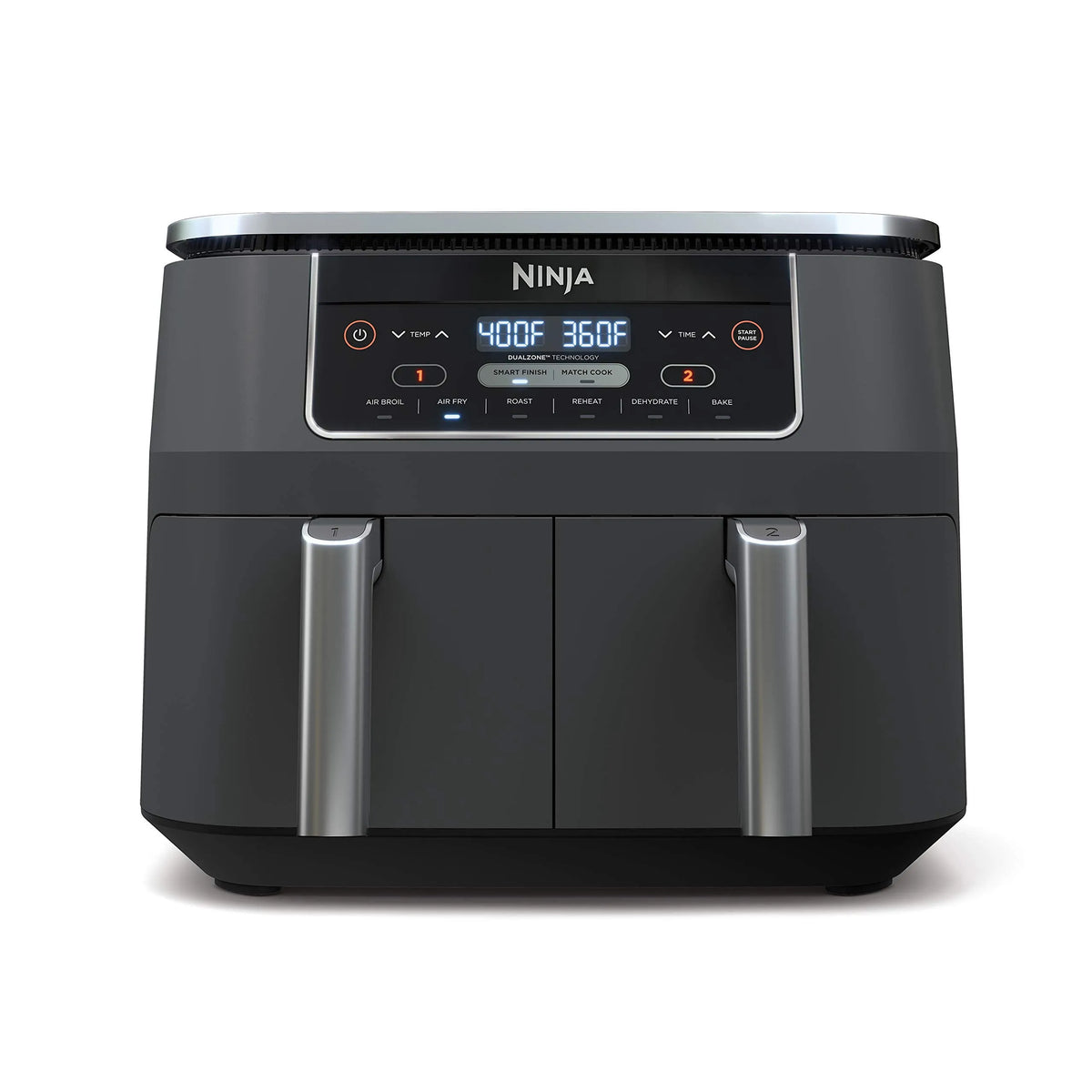 Friteuse à air Ninja, Foodi chaud à 2 Paniers de 8 Pintes, Grise, Technologie DualZone, Finition Intelligente