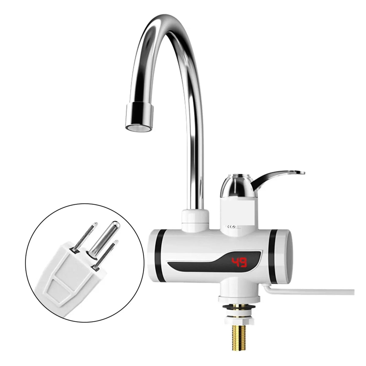 Chauffe-eau instantané sans réservoir, Robinet de Électrique 3000 W Mélangeur chaud Froid Affichage de Température pour Cuisine