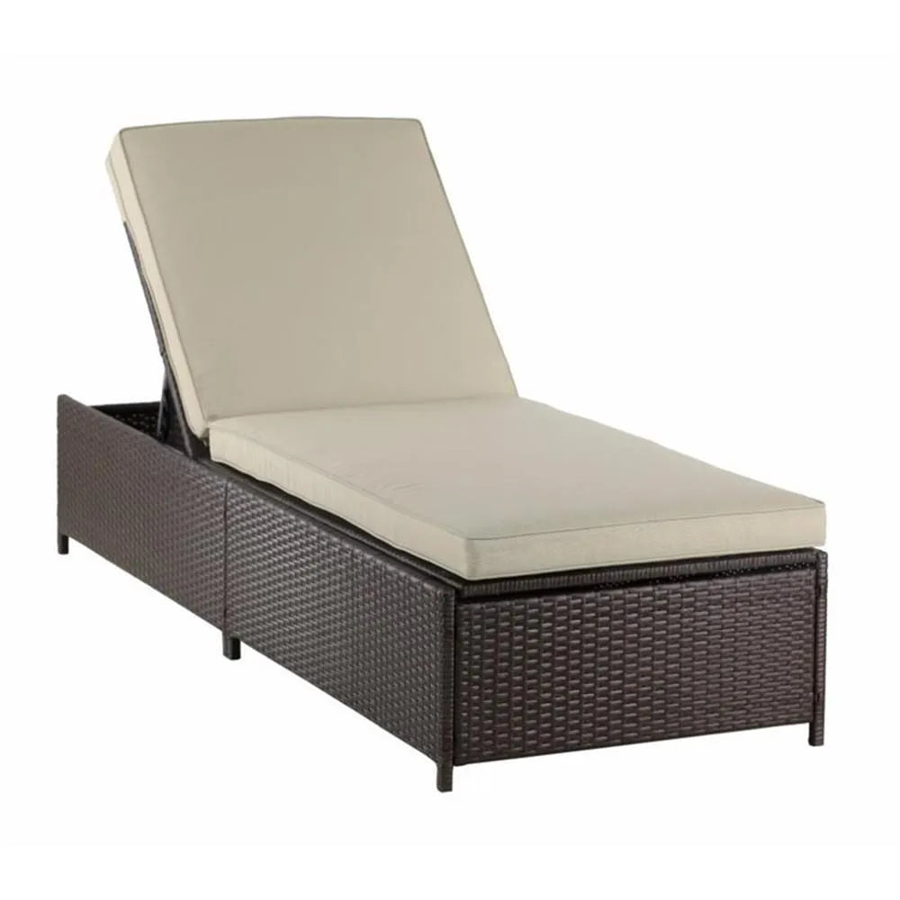 Chaise longue, bain de soleil, Patio en Osier avec Rangement, Brun
