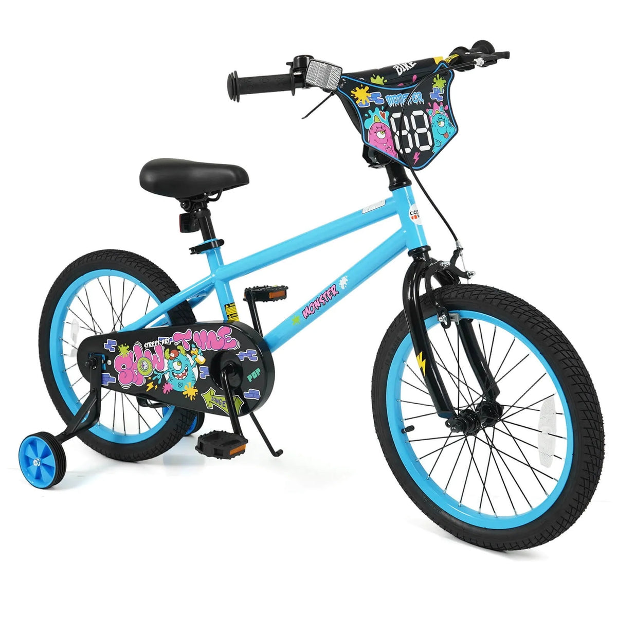 Vélo enfant, 18 pouces pour 4 à 8 Ans, Roues Stabilisatrices Bleu Marine