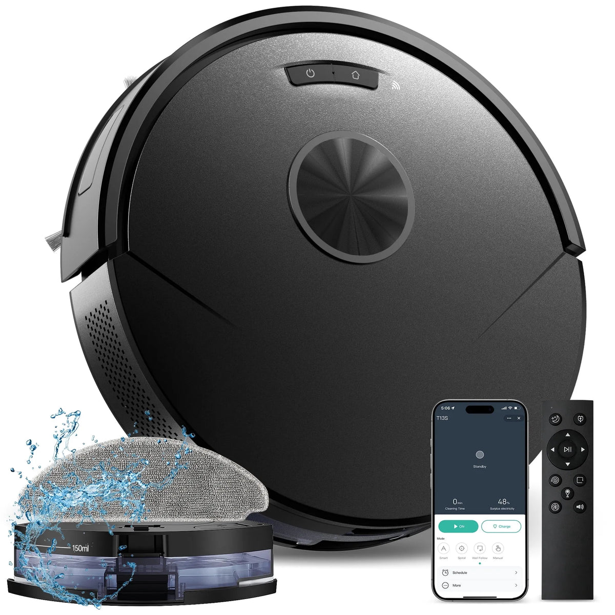 Aspirateur robot laveur, robot, 2 en 1 Combo Vadrouille pour Poils d'Animaux, Vadrouille, Contrôle par Appli/voix, ONSON Robot Vacuum et Vadrouille