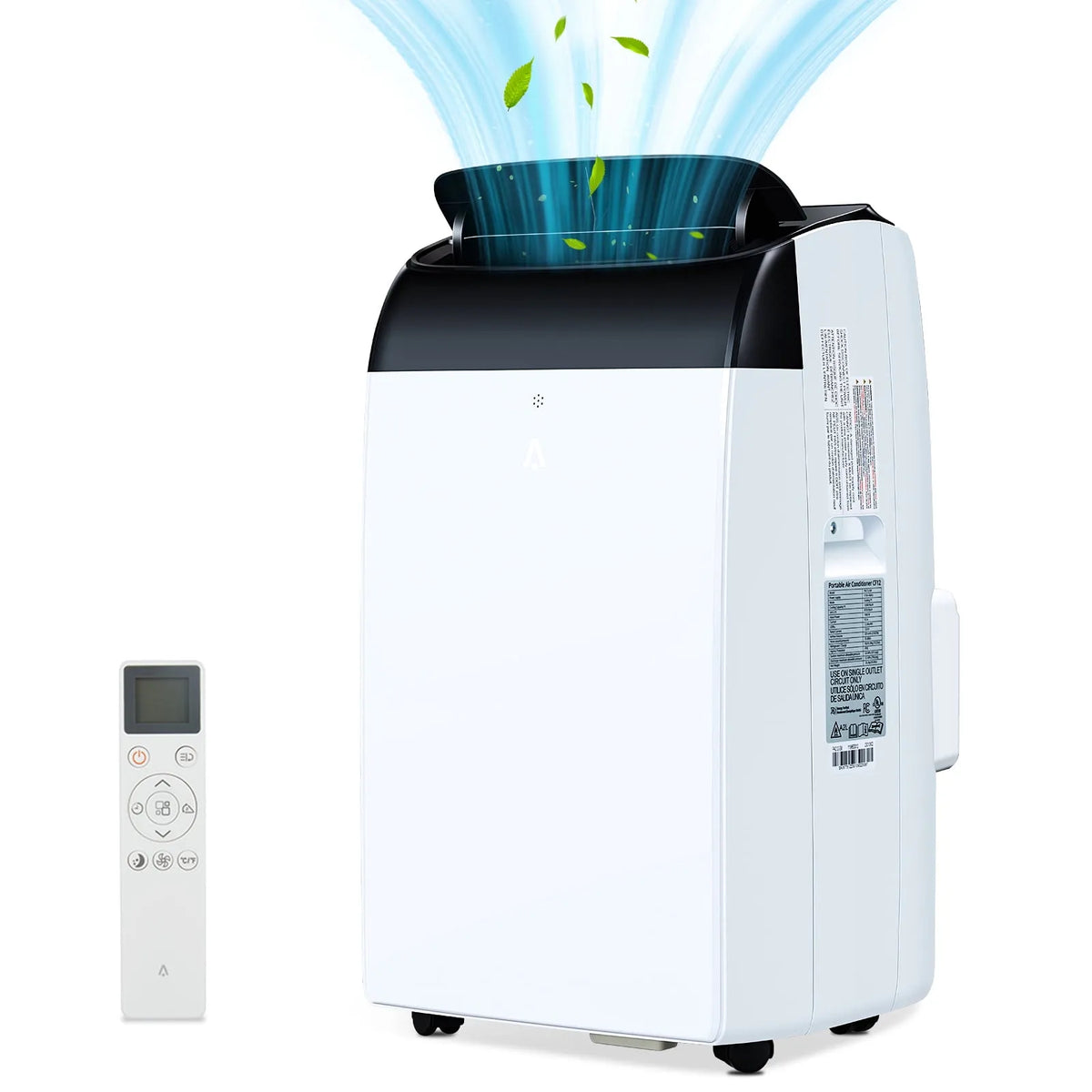 Climatiseur portable, Compact de 12 000 BTU, Pièces jusqu'à 550 Pi2, Facile à Déplacer, Blanc, Trousse d'Échappement pour Montage sur Fenêtre
