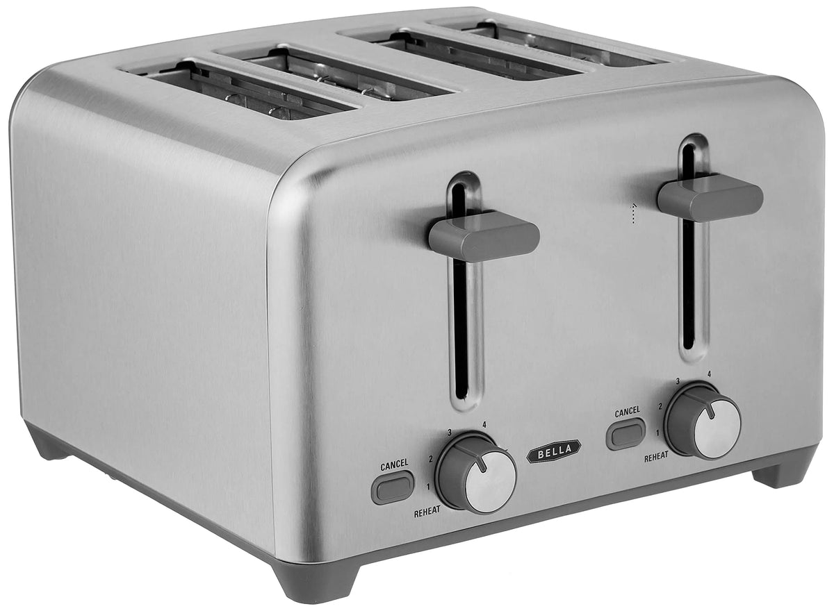 Grille-pain, 4 Tranches avec Arrêt Automatique, Fentes Extra Larges et Plateau Ramasse-Miettes Rabattable Amovible avec Fonction Annuler et Réchauffer