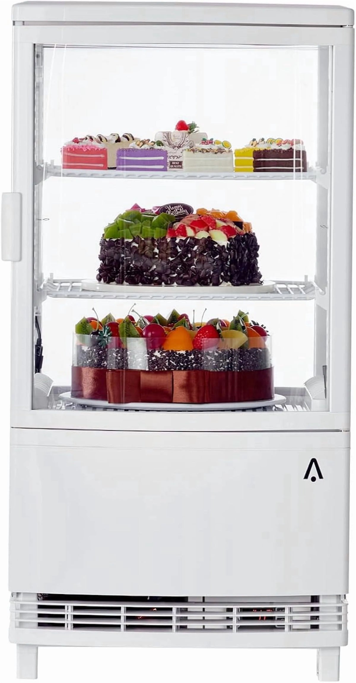Réfrigérateur, Vitrine à Pâtisserie de 2 pi3 pour Boulangerie, Comptoir, DEL, Sans Givre, Conception à Deux Niveaux, Blanc, Porte Coulissante