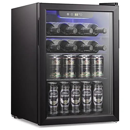 Réfrigérateur, à Boissons de 2,6 pi3, Autonome, Noir, Porte en Verre avant Transparente pour Bière et Soda, Petit Mini Cave à Vin