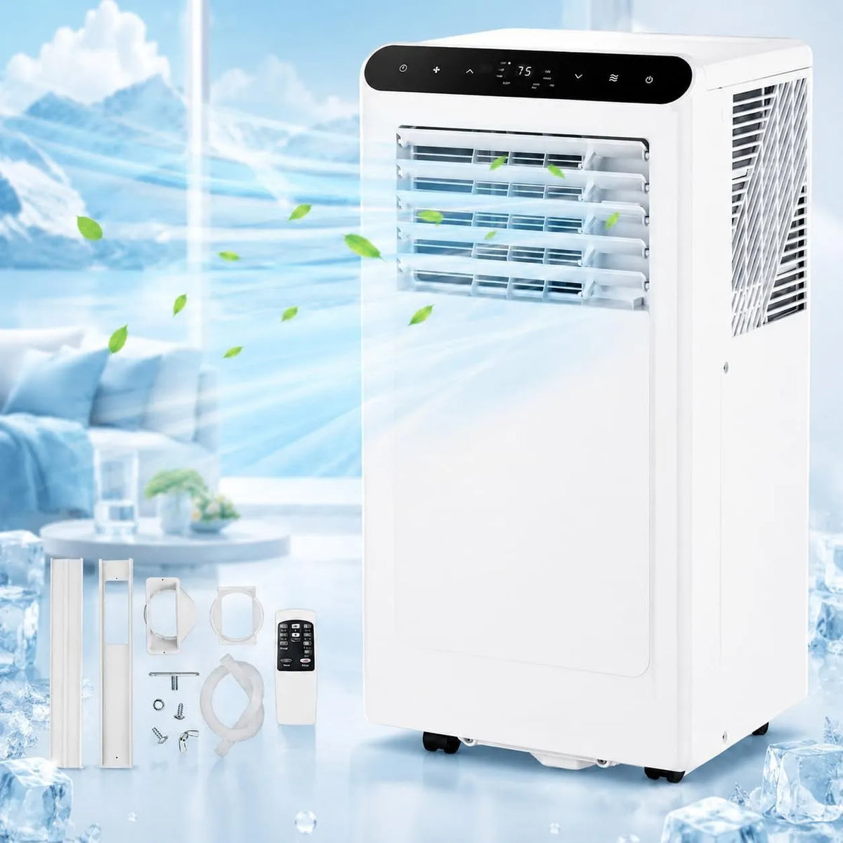 Smart TV, Climatiseur Portatif 8000 BTU, Trousse pour Fenêtres pour Pièces jusqu'à 350 Pi2, Minuterie 24 H, Refroidissement 3-en-1