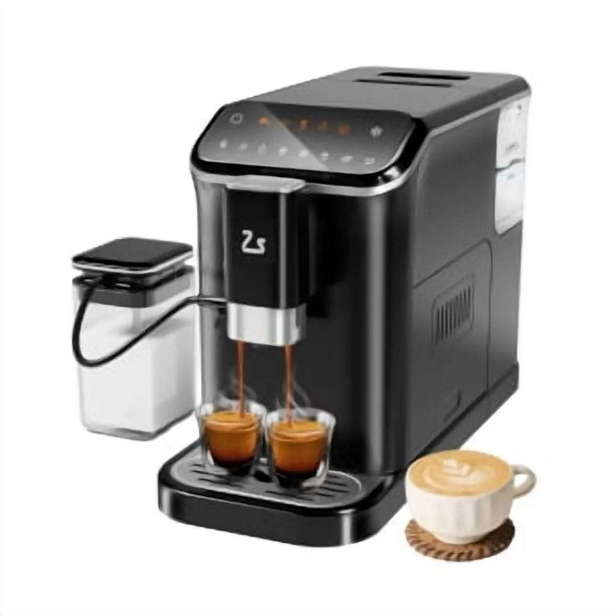 Machine à espresso, Réservoir d'Eau de 1,5 L pour Latte, Broyeur, Nettoyage Automatique, Fonctionnement à une Touche, Cappuccino, Macchiato
