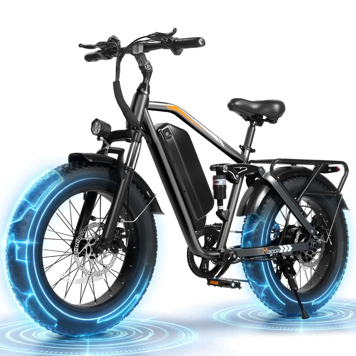 Vélo électrique, 7 Vitesses, Adultes, Moteur de Pointe 1200W, Batterie Amovible 48V 20.8Ah, Autonomie jusqu'à 80 Miles, Pneus Larges 20'x4.0', Noir