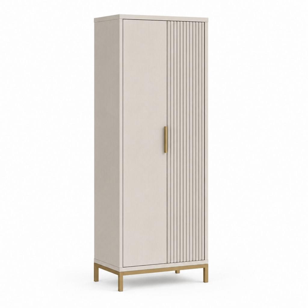 Armoire de chambre 2 portes beige en panneaux MDF rectangulaire 80 x 50 x 190 cm