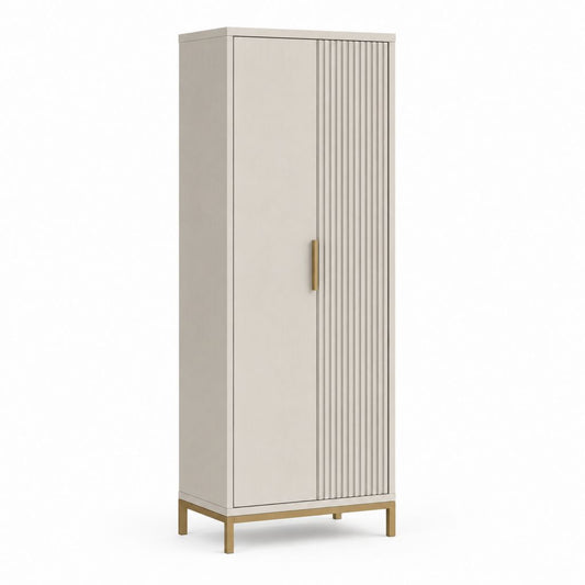 Armoire de chambre 2 portes beige en panneaux MDF rectangulaire 80 x 50 x 190 cm