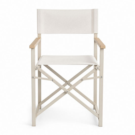 Chaise de jardin pliante metteur en scène beige en aluminium et polyester 54 x 48 x 88 cm