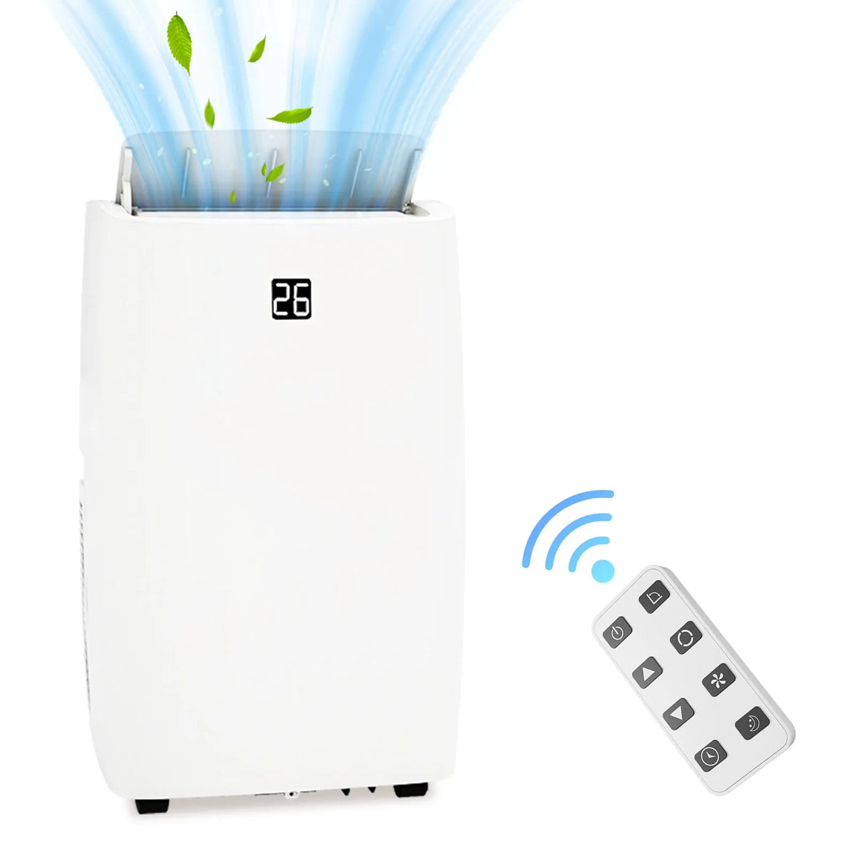 Climatiseur portable, 550 Pi2, 12000 BTU 3 en 1, Minuterie 24 H commande Trousse pour Fenêtre, Chambre Salon à Domicile, Blanc, Smart