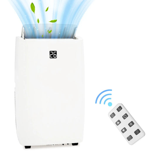 Climatiseur portable, 550 Pi2, 12000 BTU 3 en 1, Minuterie 24 H commande Trousse pour Fenêtre, Chambre Salon à Domicile, Blanc, Smart