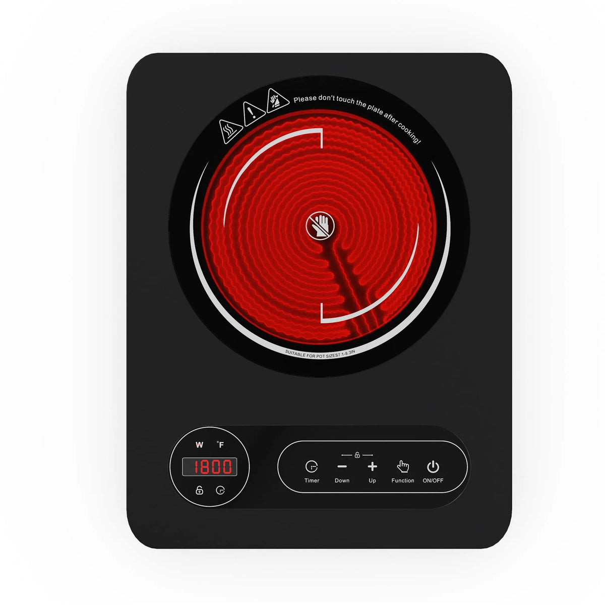Plaque de cuisson électrique, à un Brûleur 1800 W - 110 V, Brûleur de Cuisinière Électrique, Cuisinière Portable avec Commande Tactile à DEL