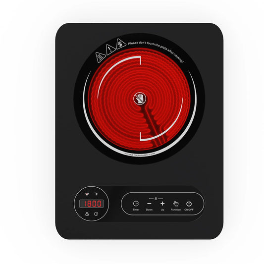 Plaque de cuisson électrique, à un Brûleur 1800 W - 110 V, Brûleur de Cuisinière Électrique, Cuisinière Portable avec Commande Tactile à DEL