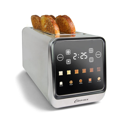 Grille-pain, 5 Types de Pain et 6 Niveaux de Brunissage, 4 Tranches de Fentes Longues Extra Larges, Favori, Réglages à une Fente, acier inoxydable