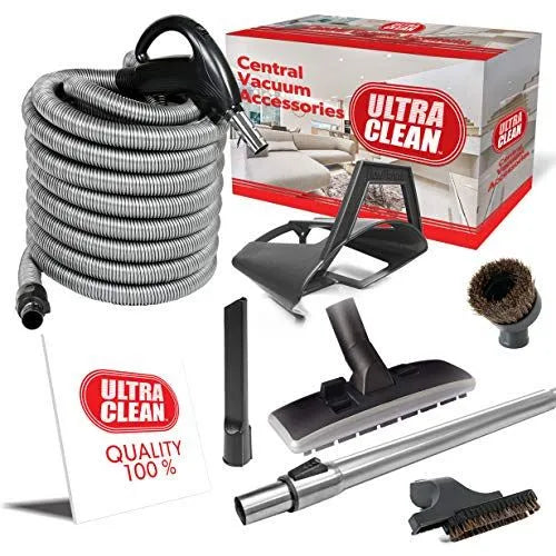 Aspirateur, 30 Pi, Tuyau de Plancher Nu et Tuyau pour Tapis et Accessoires, Central, Trousse Combinée pour Bois Franc et Tapis Noir