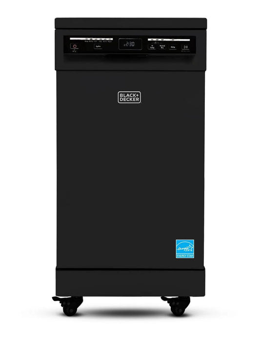 Vaisselle portable Black + Decker, largeur 18 pouces, réglage 8 positions, noir, Lave
