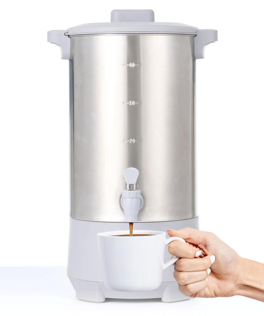 Machine à café, à Percolat en acier inoxydable de Qualité Commerciale, 45 Tasses, Urne à Eau Chaude pour, Facile à Nettoyer, Filtre Amovible