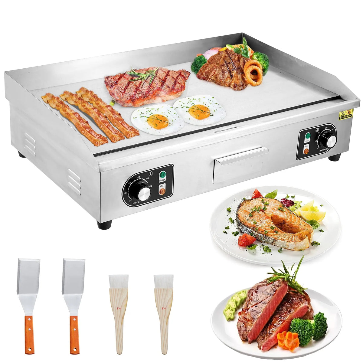 Barbecue, 1600 W, de Comptoir Électrique Commercial de 30 pouces, Antiadhésif, Contrôle de la Température