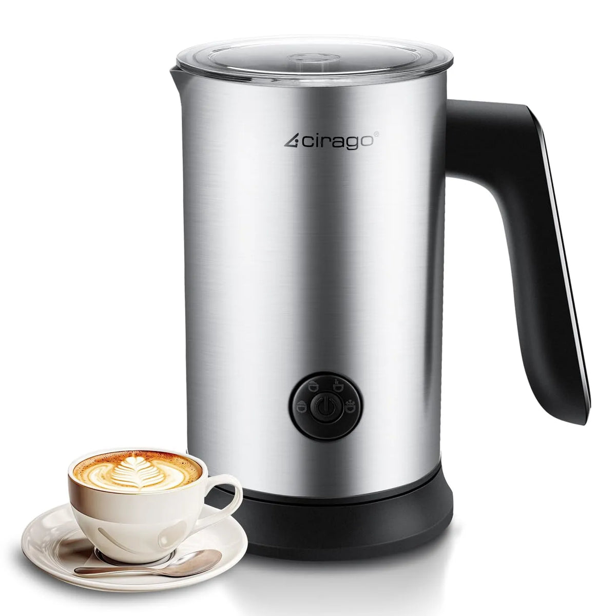 Cappuccinos, Mousseur à Lait 4 en 1 Cuiseur Vapeur Électrique Automatique pour Lait chaud et Froid et Chauffe-Lait pour Latte, Lait, Macchiato
