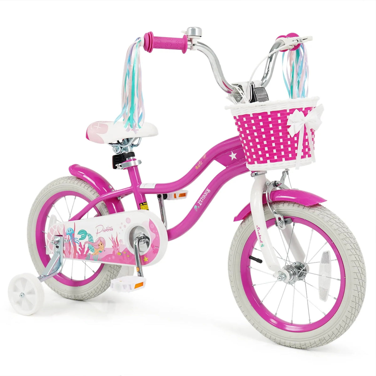 Vélo enfant, Roues Stabilisatrices Freins à Main et à Rétropédalage, 14 Pieds' Bicyclette pour Tout-Petits