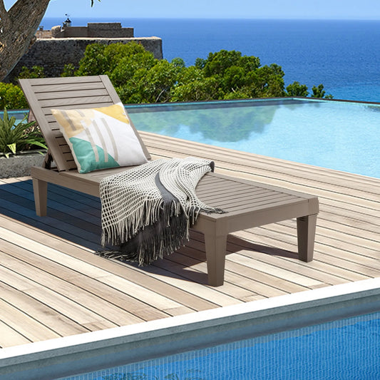 Fauteuil inclinable, d'Extérieur pour Patio, Dossier Réglable, Brun, Gymax Chaise Longue d'Extérieur pour Patio