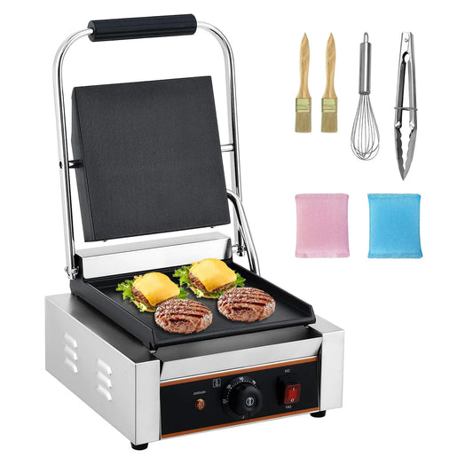 Barbecue, Plaques Rainurées 9 X 9 po et Plates, Panini Commercial 1800 W et Presse à Sandwich, Presse Électrique en acier inoxydable