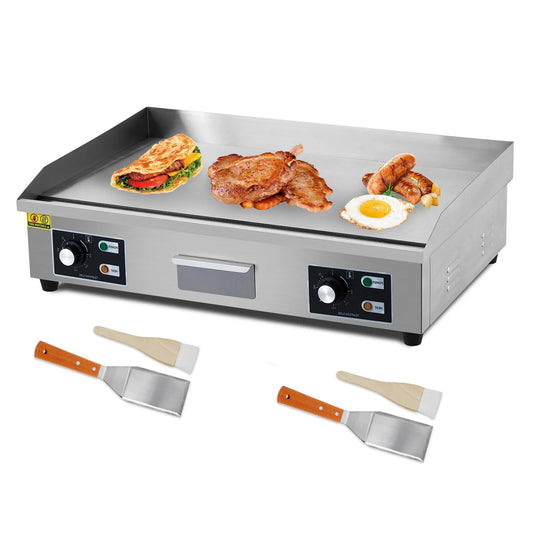 Plaque chauffante électrique, Acier inoxydable 29 pouces, Dessus Plat Antiadhésif 3000 W, Réglable 122-572 °F, Teppanyaki de Comptoir, Électrique